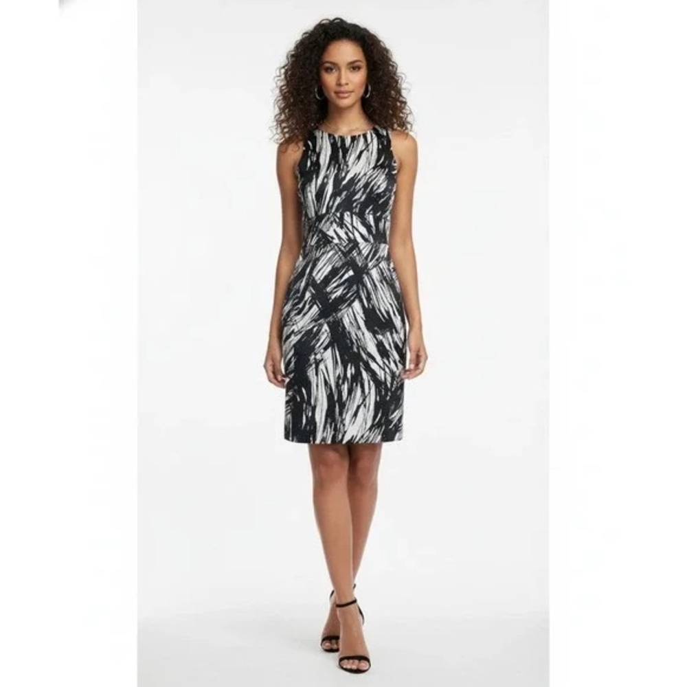 Ann Taylor Size 8 93% Silk Sleeveless Dress - Black/White